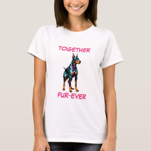 Camiseta Dobermann Pinscher Abstrato de Arte Colorida