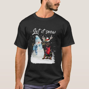 Camiseta Dobermann Pinscher Papais noeis Cachorro de Natal 
