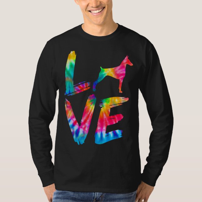Camiseta Dobermann Tie Dye Love Dog Mãe Pai (Frente)