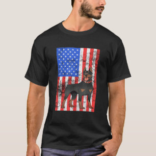 Camiseta Dobie American Flag Patriotic Doberman Dog Breeder