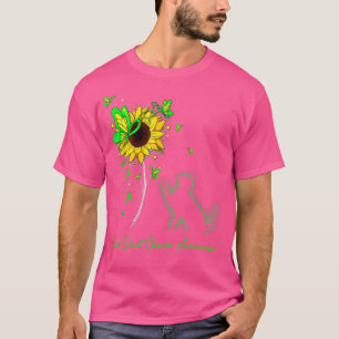 Camiseta Dobra biliar Consciência do Cancer Girassol Gato d