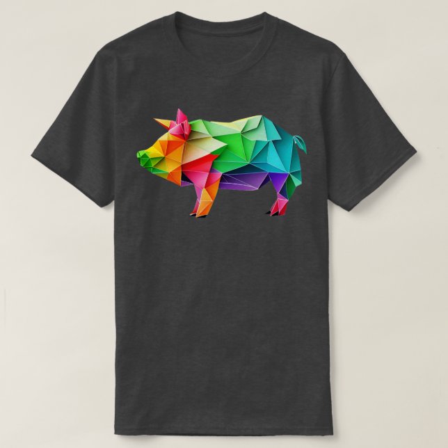 Camiseta Dobra De Origami Pig2 (Frente do Design)