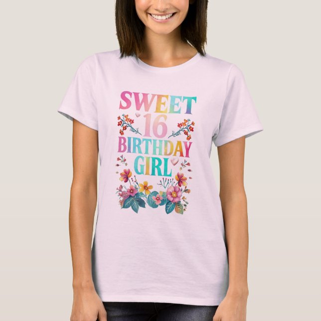 Camiseta Doce 16 Garota de Aniversário (Frente)