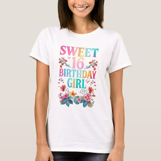 Camiseta Doce 16 Garota de Aniversário (Frente)