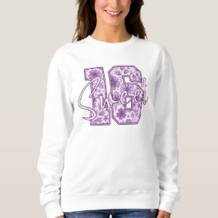 Camiseta Doce 16 Lilás Lavanda Floral Presente de Aniversár
