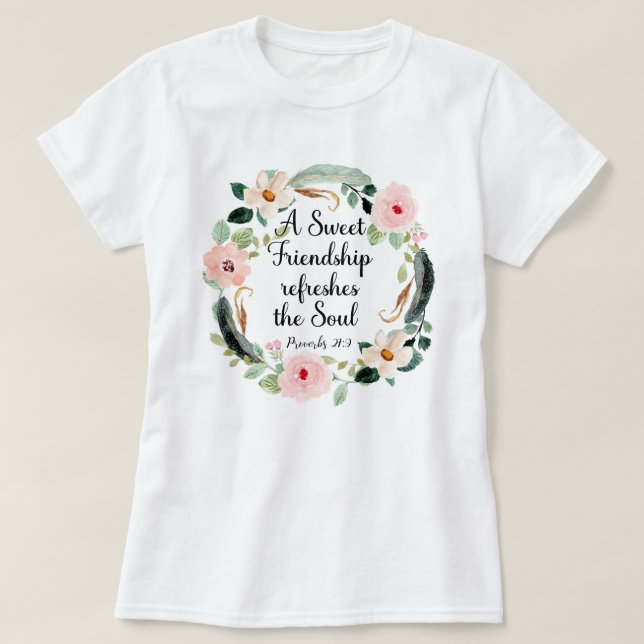 Camiseta Doce Amizade renova a Alma Floral (Frente do Design)
