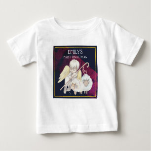 Camiseta Doce Angel Shepherd com Lambs Primeiro Natal