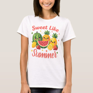 Camiseta Doce Como Amigos de Frutas de Verão