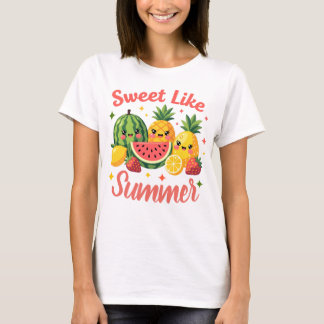 Camiseta Doce Como Amigos de Frutas de Verão