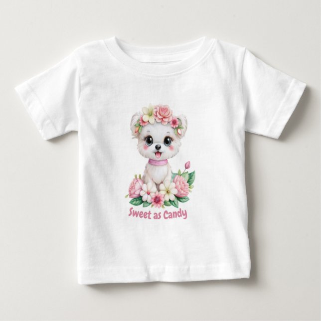 Camiseta Doce Como Bala Cachorrinho Fofo (Frente)