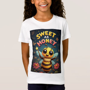 Camiseta Doce Como Mel: Abelha de Desenho Animado Adorável