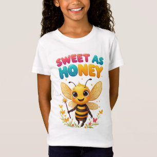 Camiseta Doce Como Mel: Abelha de Desenho Animado Adorável