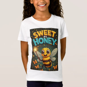 Camiseta Doce Como Mel: Abelha de Desenho Animado Adorável