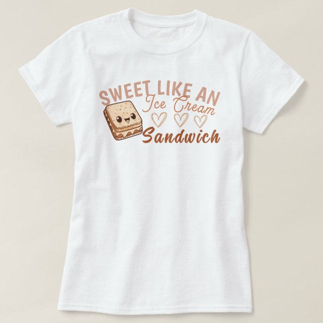Camiseta Doce Como Sanduíche de Sorvete (Frente do Design)