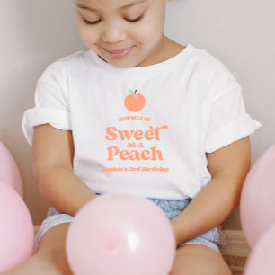 Camiseta Doce Como Um Pêssego Fruta Rosa Laranja Festa de A
