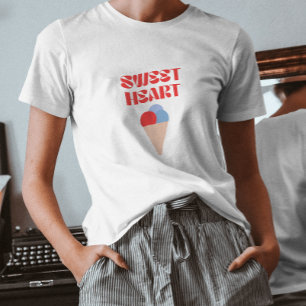Camiseta doce coração tipografia moderna sorvete vermelho b