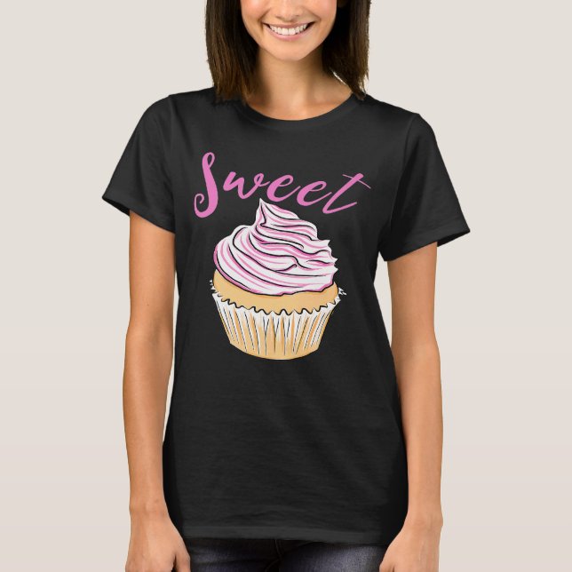 Camiseta Doce Cupcake Eu Amo Fazer Bolo Cobertura Rosa Pade (Frente)