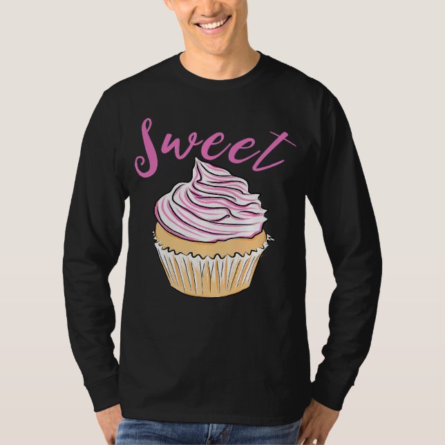 Camiseta Doce Cupcake Eu Amo Fazer Bolo Cobertura Rosa Pade (Frente)