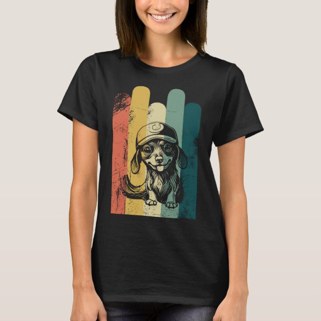 Camiseta Doce Dachshund com cão boné (Frente)