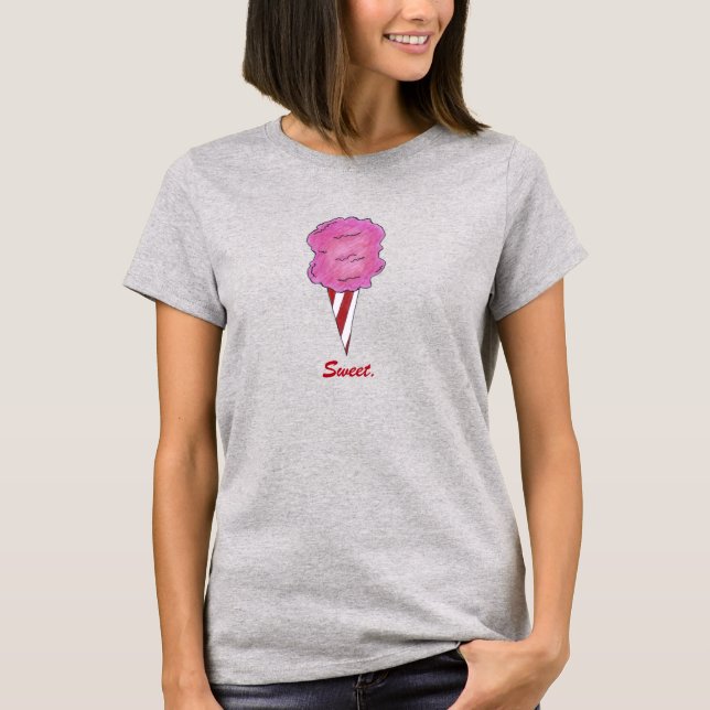 Camiseta doce de algodão rosa (Frente)