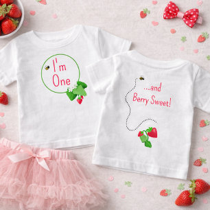 Camiseta Doce de Morango “Eu Sou Um” Primeiro Aniversário