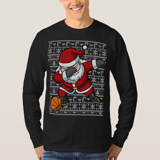 Camiseta Doce de Natal Feio para Papais noeis de basquete (Frente)