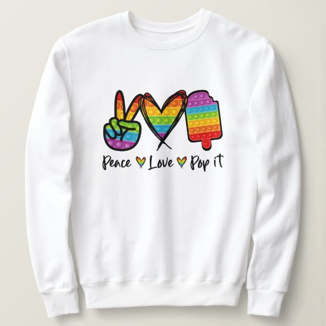 Camiseta Doce De Pop De Paz, Pop De Arco-Íris (Frente do Design)