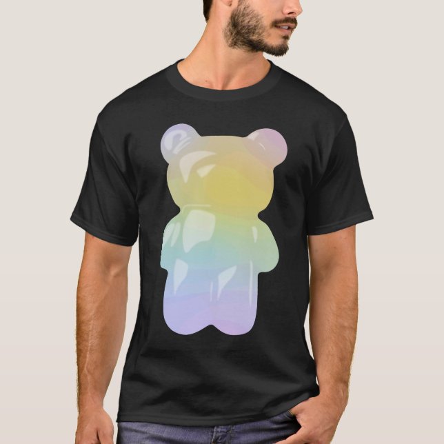 Camiseta Doce de Urso de Goma Arco-íris Pastel (Frente)