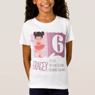 Camiseta Doce Design de Aniversário de 6 Anos para Menina d