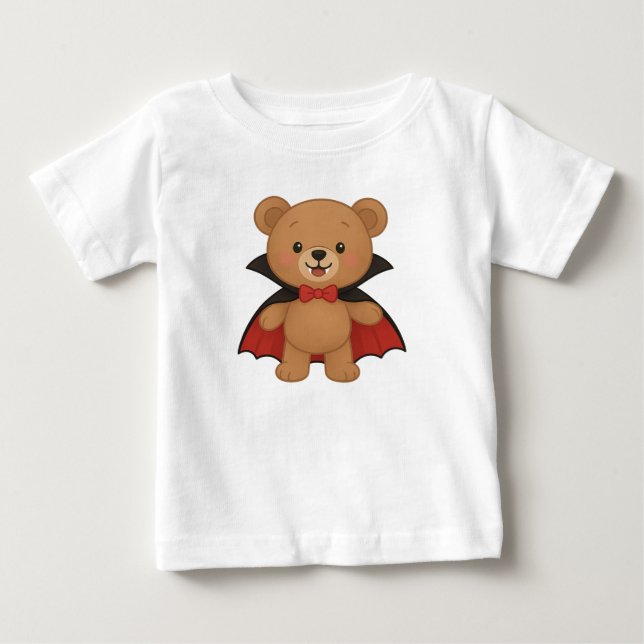 Camiseta Doce Design de Halloween de Vampiro Teddy Adorável (Frente)