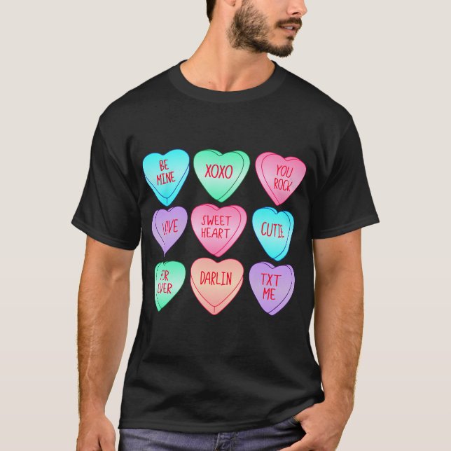 Camiseta Doce doce Dia de os namorados de amor cardíaco (Frente)