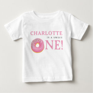 Camiseta Doce Donut Rosa 1º Primeiro Aniversário