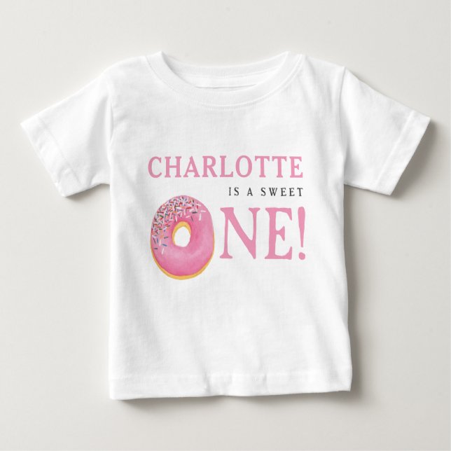 Camiseta Doce Donut Rosa 1º Primeiro Aniversário (Frente)