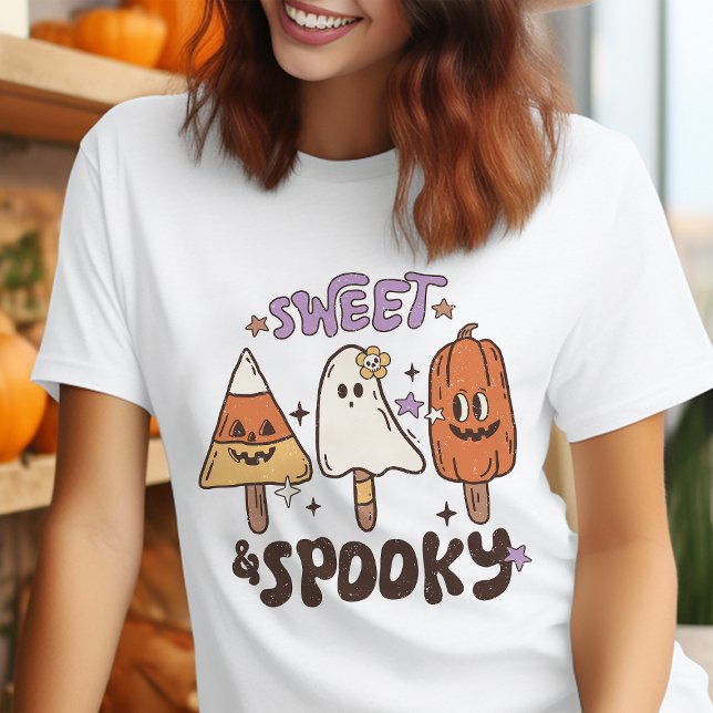 Camiseta Doce e Assustador Retro Halloween (Criador carregado)