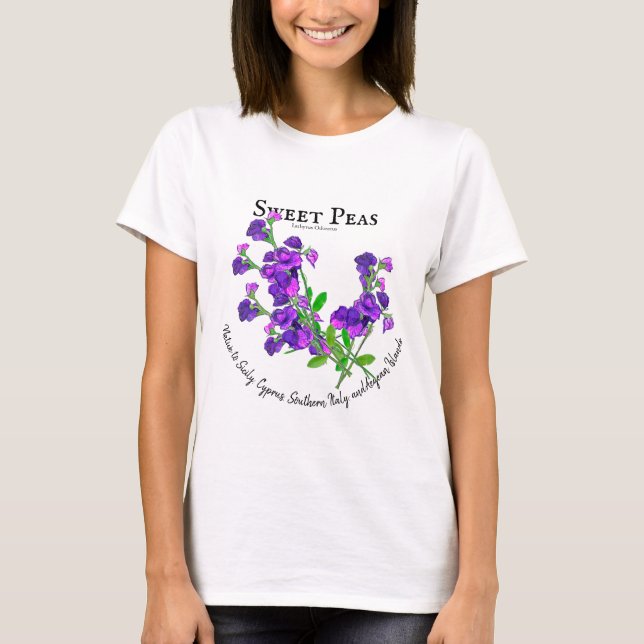 Camiseta Doce Ervilha Roxa Botânica Text (Frente)