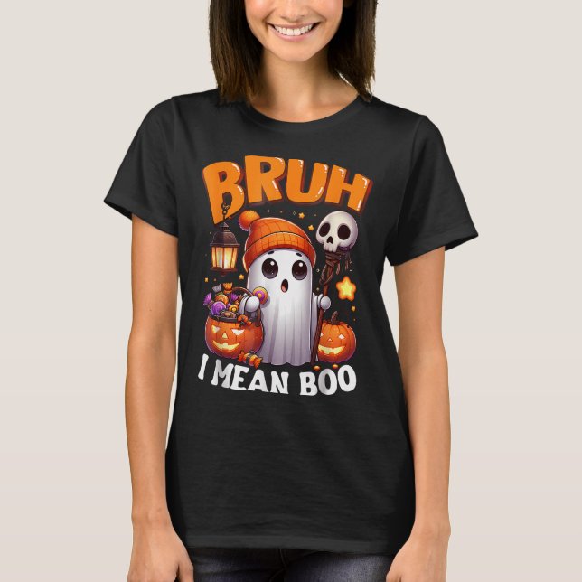 Camiseta Doce Fantasma Truque ou Guloseimas Bruh Fantasma H (Frente)