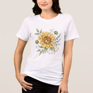 Camiseta Doce Girassol Abelha Mel Aquarela Jardim