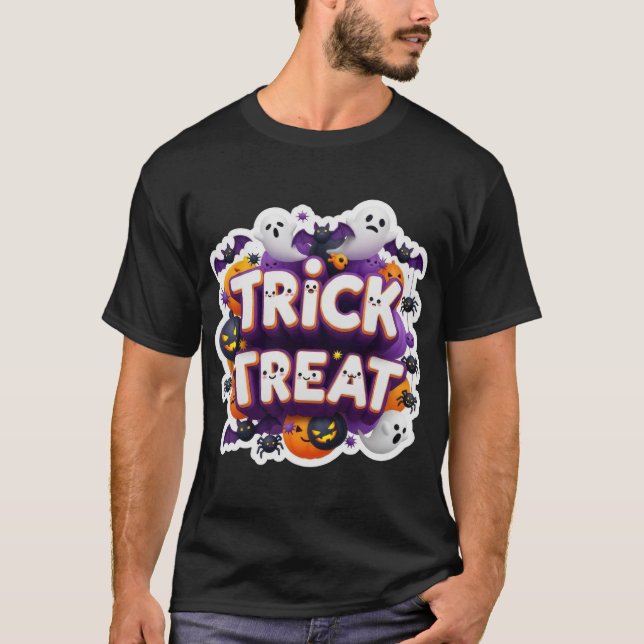 Camiseta Doce gráfico de Halloween com fantasmas em 3D  (Frente)