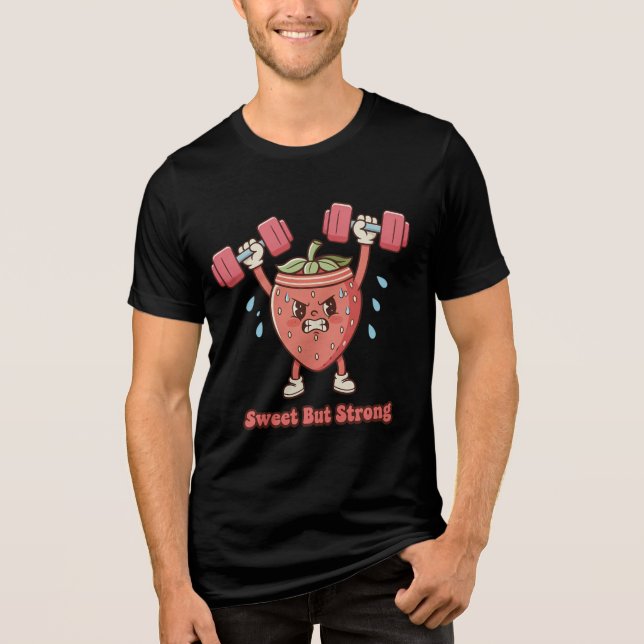 Camiseta Doce Mas Forte – Morango Academia Cartoon (Frente)