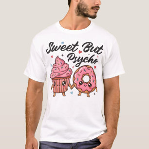 Camiseta Doce Mas Psicopata Donut de Cupcake Kawaii
