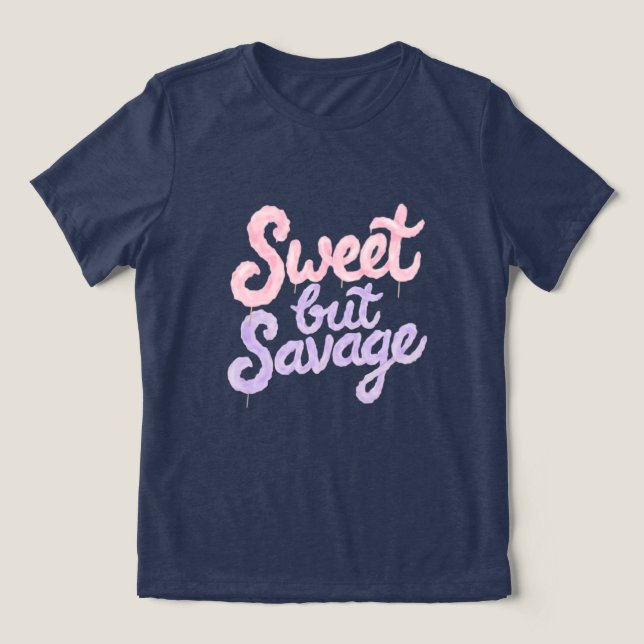 Camiseta Doce Mas Selvagem Estilo de Rua Algodão Doce Gráfi (Design frontal)