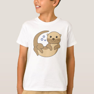 Camiseta Doce Natações De Lontra Na Porta Engraçada De Água