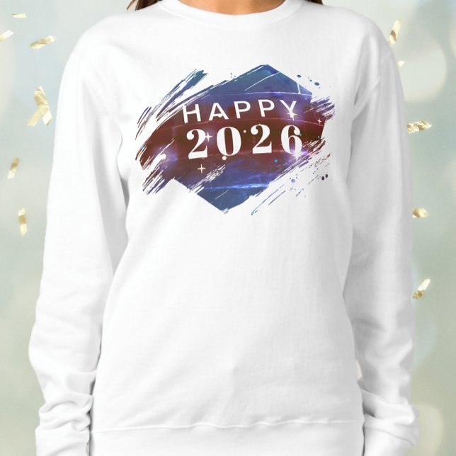 Camiseta Doce Natal de Feliz ano novo Branco (White Happy New Year Holiday Sweatshirt (front))