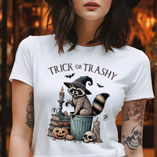 Camiseta Doce ou Lixo Vintage Raccoon Halloween