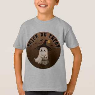 Camiseta doce ou travessura abóbora fantasma halloween fofo