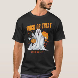 Camiseta Doce ou Travessura Cheire Meus Pés Fantasma Hallow