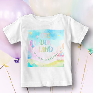 Camiseta Doce pastel onederland aquarela 1º Aniversário 