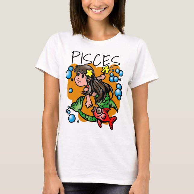 Camiseta Doce Peixes Sereia com Cartoon de Peixe (Frente)
