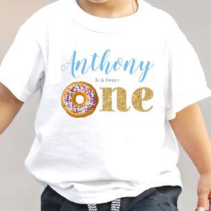 Camiseta Doce Pequenos Meninos Donut 1º Aniversário