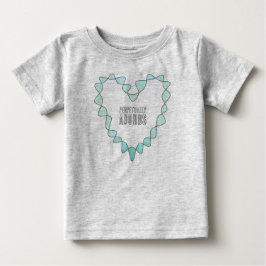 Camiseta Doce Perpetuamente Adorável Coração Azul Verde Inf